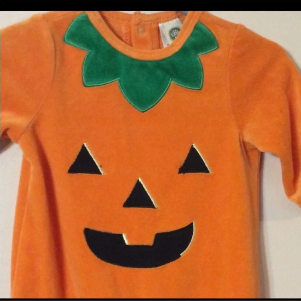 LITTLE ME Orange PUMPKIN Footsie COSTUME For 6 Months Old Baby